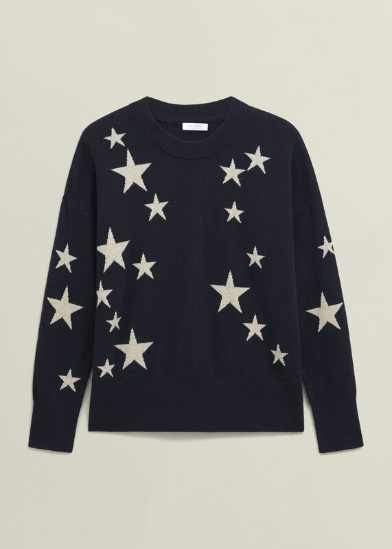 Arnelle Wool Blend Star Print Knitted Sweater