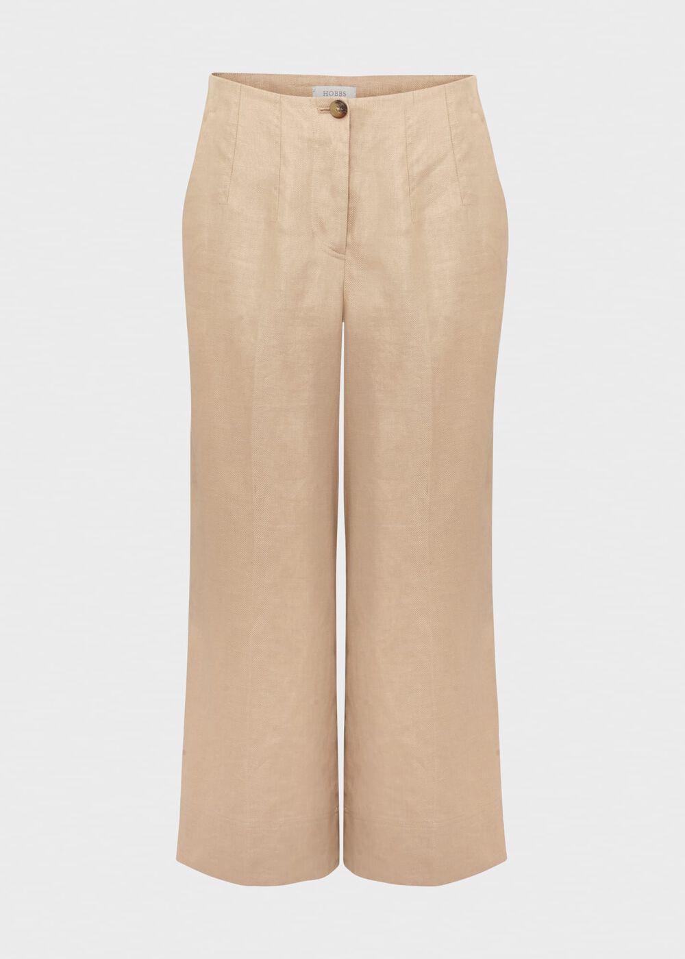 Dora Linen Crop Trouser, Sand, hi-res