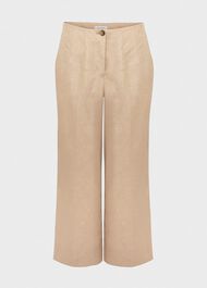 Dora Linen Crop Trouser, Sand, hi-res