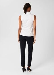 Sleeveless Vic Cotton Shirt , White, hi-res