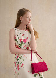 Jas Suede Clutch, Bright Pink, hi-res