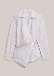 Kinsley Tie Front Shirt, Pink White, hi-res