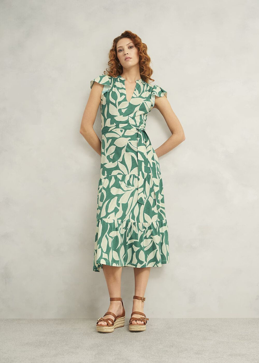 Petite Nadine Jersey Dress, Green Ivory, hi-res