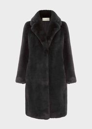 Georgia Faux Fur Collar Coat, Charcoal, hi-res