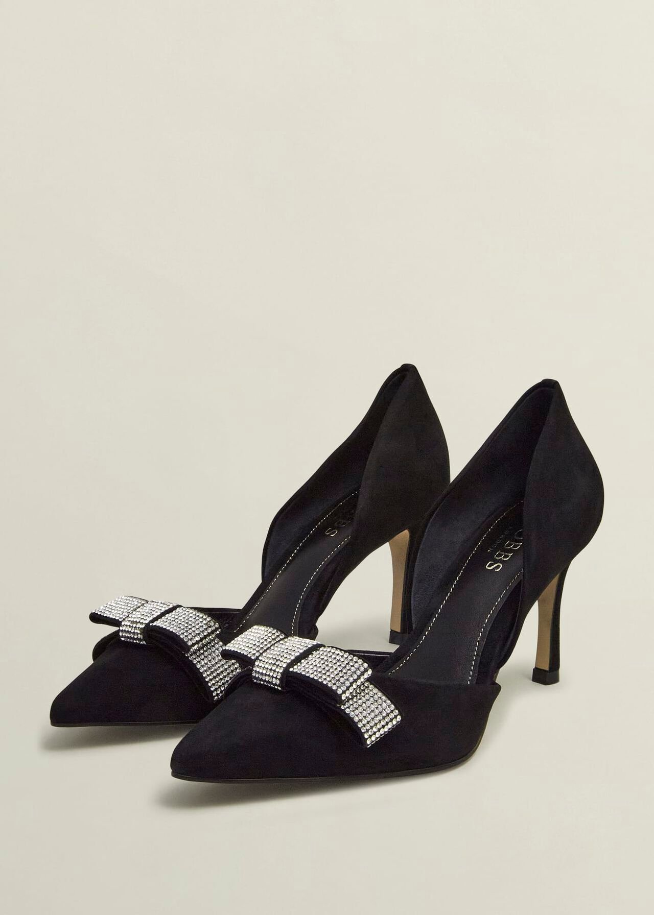 Elva Jewelled Bow Courts, Black, hi-res