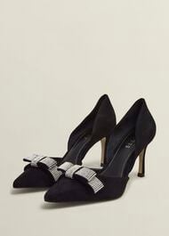 Elva Jewelled Bow Courts, Black, hi-res