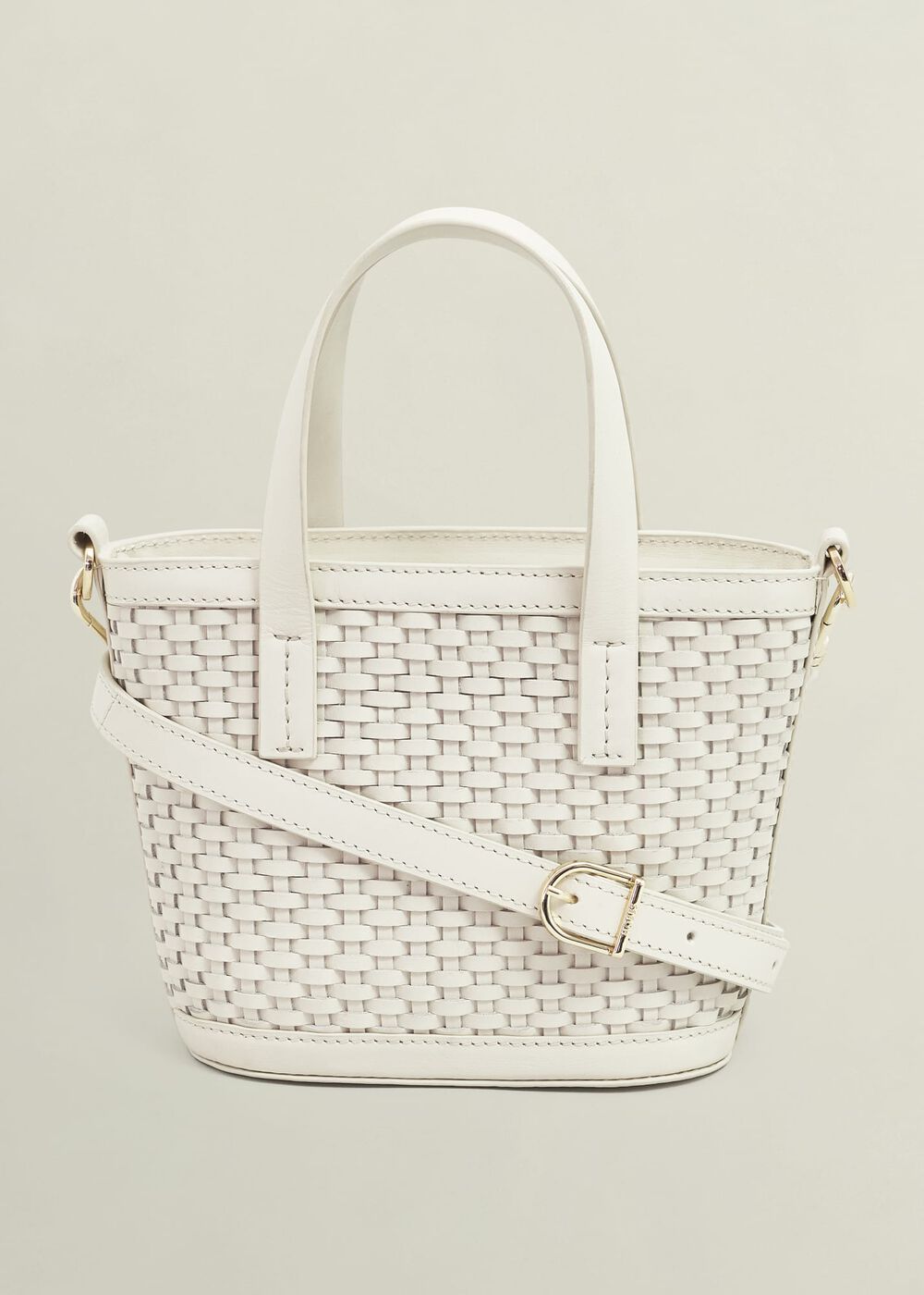 Posie Woven Leather Bag, Chalk Beige, hi-res