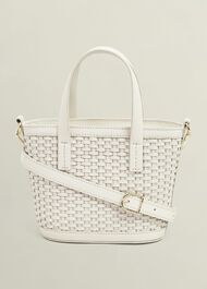 Posie Woven Leather Bag, Chalk Beige, hi-res