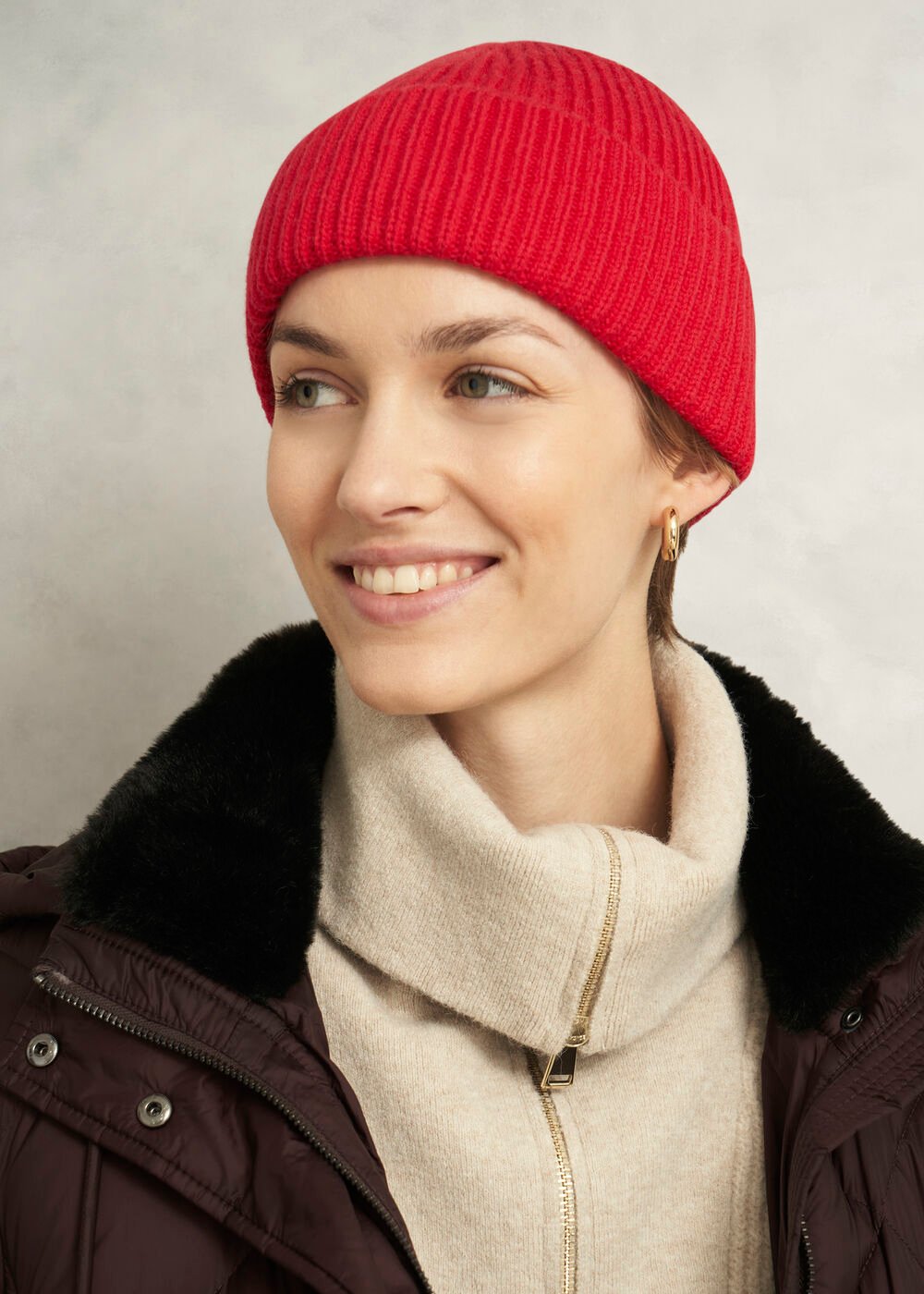 Philipa Knit Hat With Wool , Red, hi-res