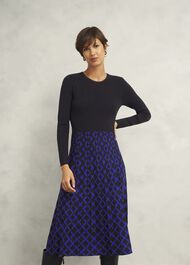 Larna Knitted Dress, Black Blue, hi-res