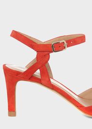 Leia Suede Heeled Sandals, Flame Red, hi-res