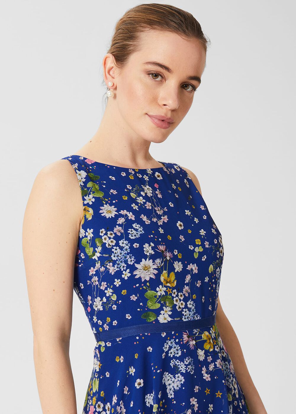 Petite Carly Floral Midi Dress, Cobalt Multi, hi-res