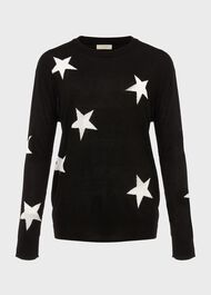 Deborah Sparkle Star Jumper, Black Silver, hi-res