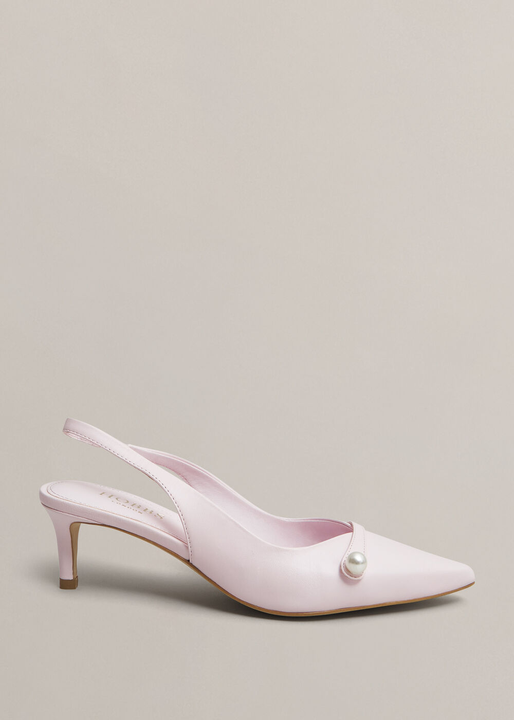 Serena Leather Slingbacks, Pale Pink, hi-res