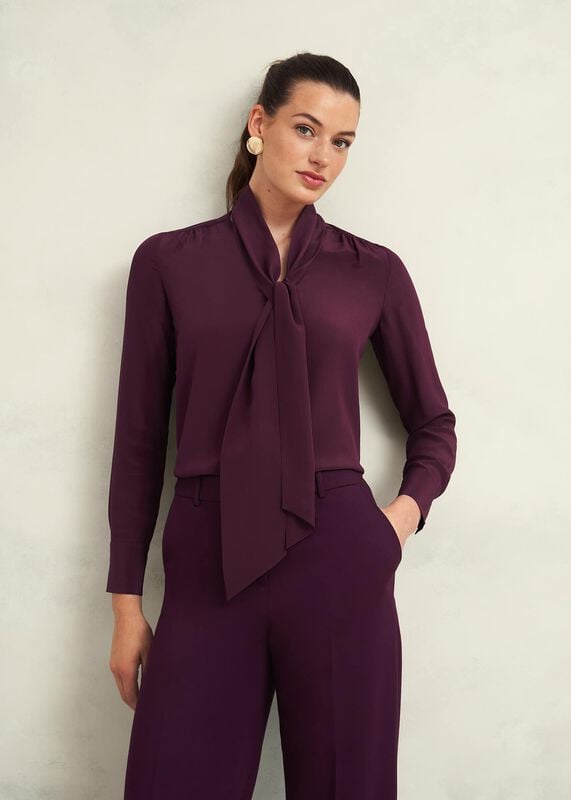 Mimi Silk Blouse, Warm Plum Mimi Silk Blouse