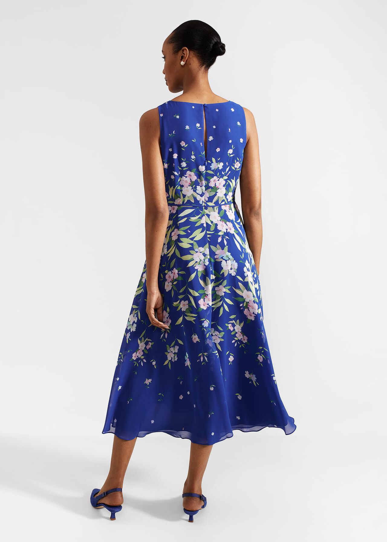 Petite Carly Floral Midi Dress, Blue Multi, hi-res