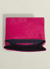 Renata Suede Clutch, Zinnia Pink, hi-res