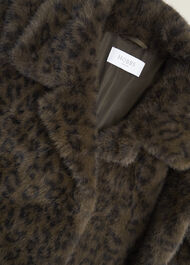 Dania Leopard Faux Fur Coat, Brown Multi, hi-res