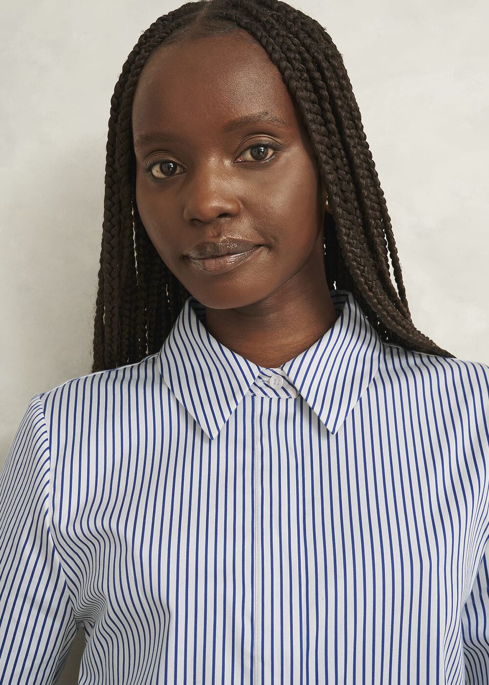 Andra Cotton Blend Shirt, White Navy, hi-res