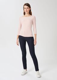 Sonya Striped Top, Ivory Coral, hi-res