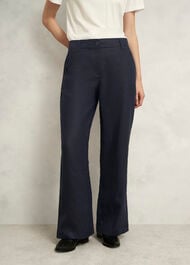 Petite Lynn Linen Trousers, Navy, hi-res