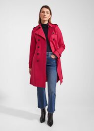 Petite Saskia Shower Resistant Trench Coat, Cerise Pink, hi-res