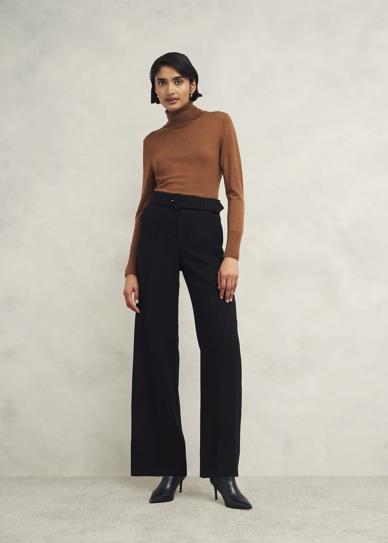 Petite Drew Wide Trousers, Black, hi-res