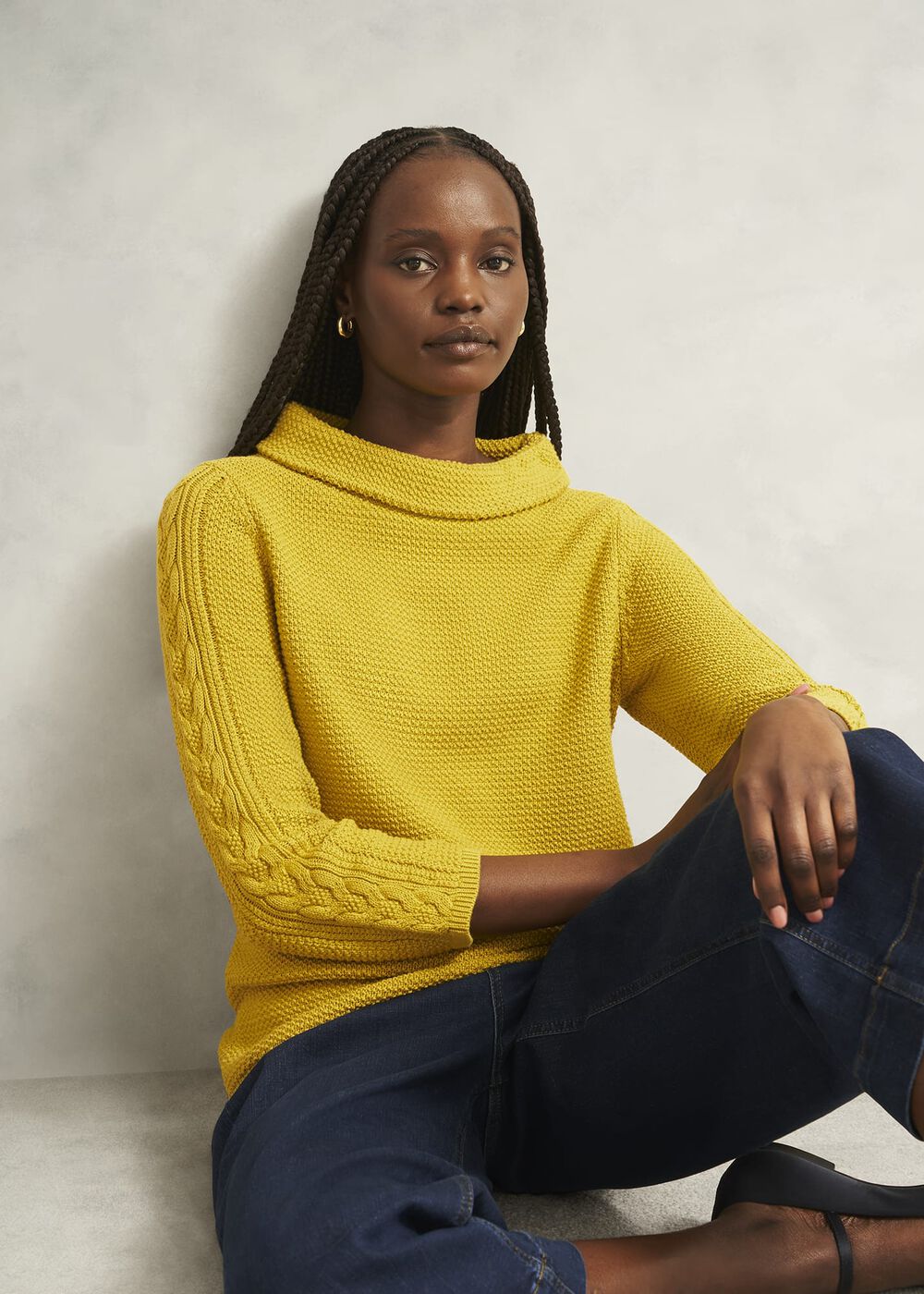 Camilla Cotton Sweater, Gold Chartreuse, hi-res