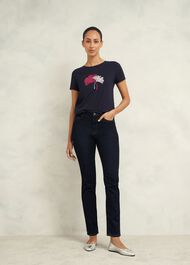 Pixie Cotton Embroidered T-Shirt, Hobbs Navy, hi-res