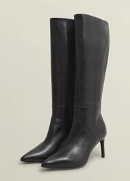 Aliya Leather Knee Boots, Black, hi-res