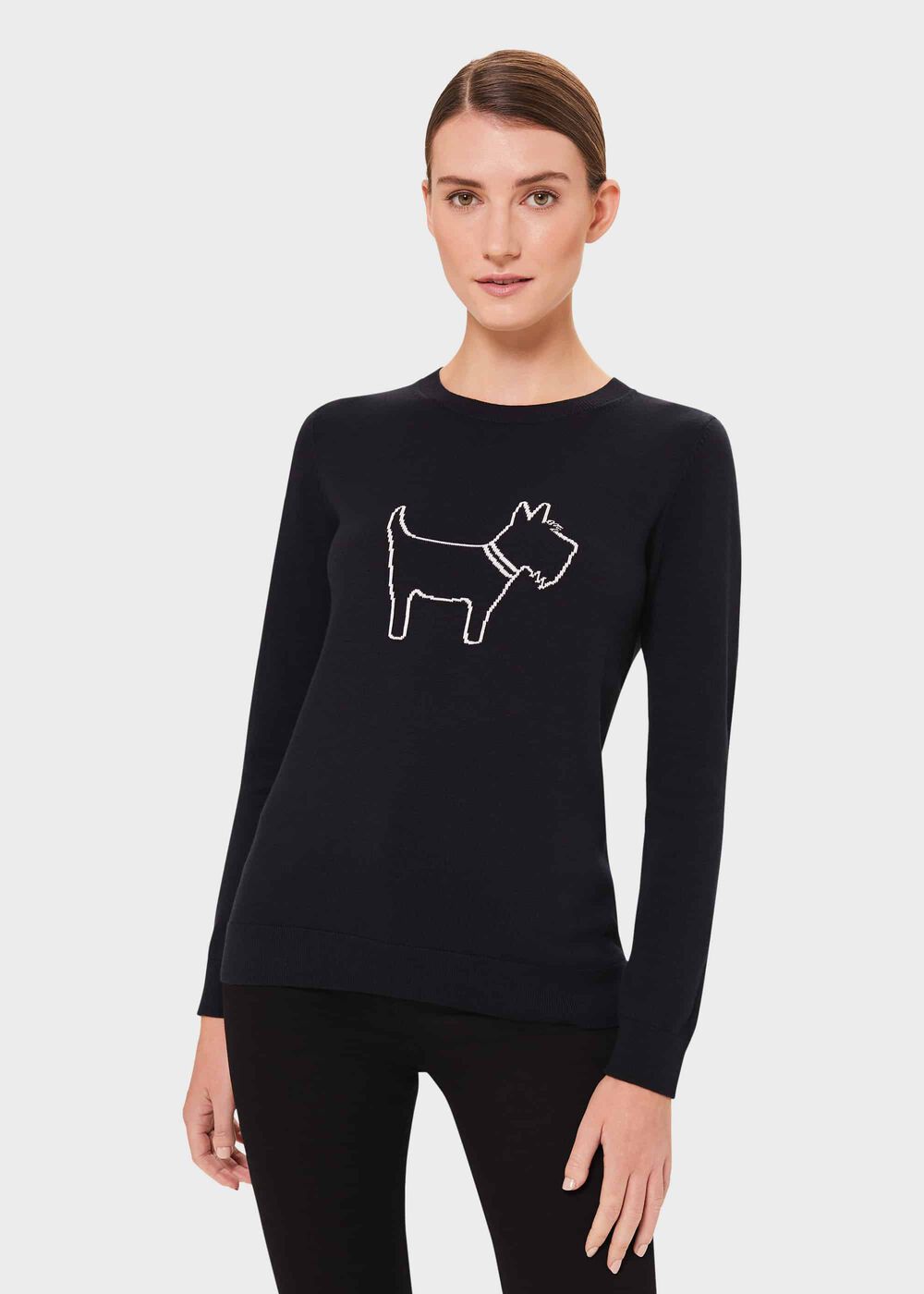 Katy Cotton Jumper, Navy Ivory, hi-res
