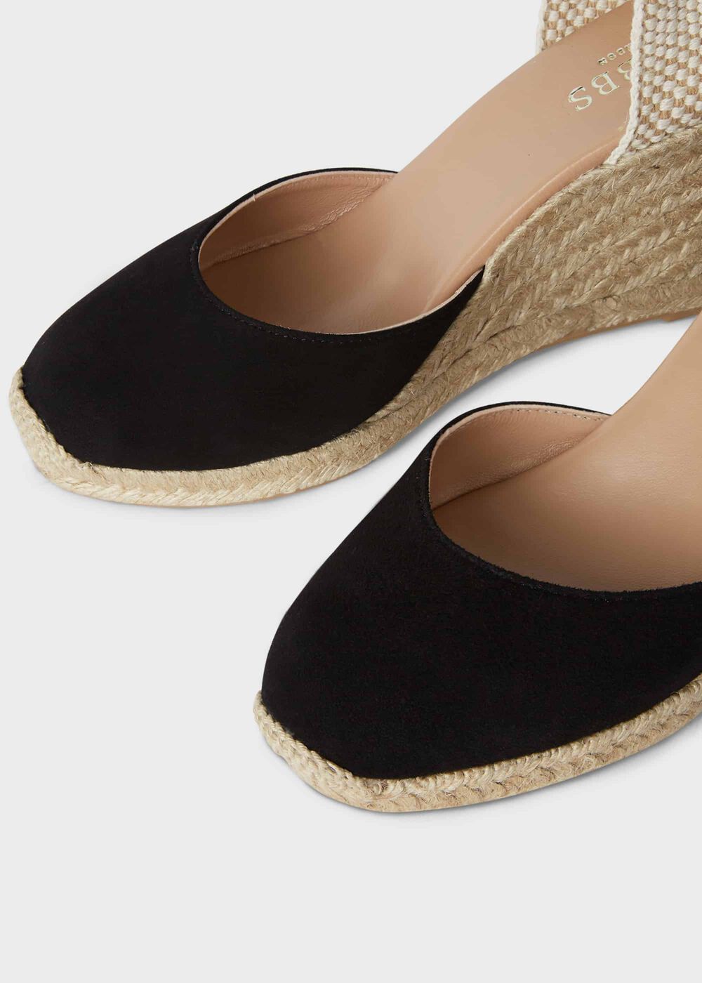 Trina Suede Wedge Espadrilles, Black, hi-res