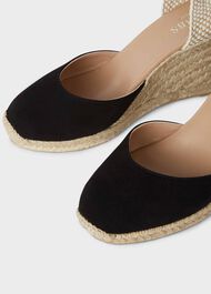 Trina Suede Wedge Espadrilles, Black, hi-res