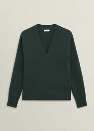 Lettie Wool Blend V Neck Sweater, Ponderosa Green, hi-res