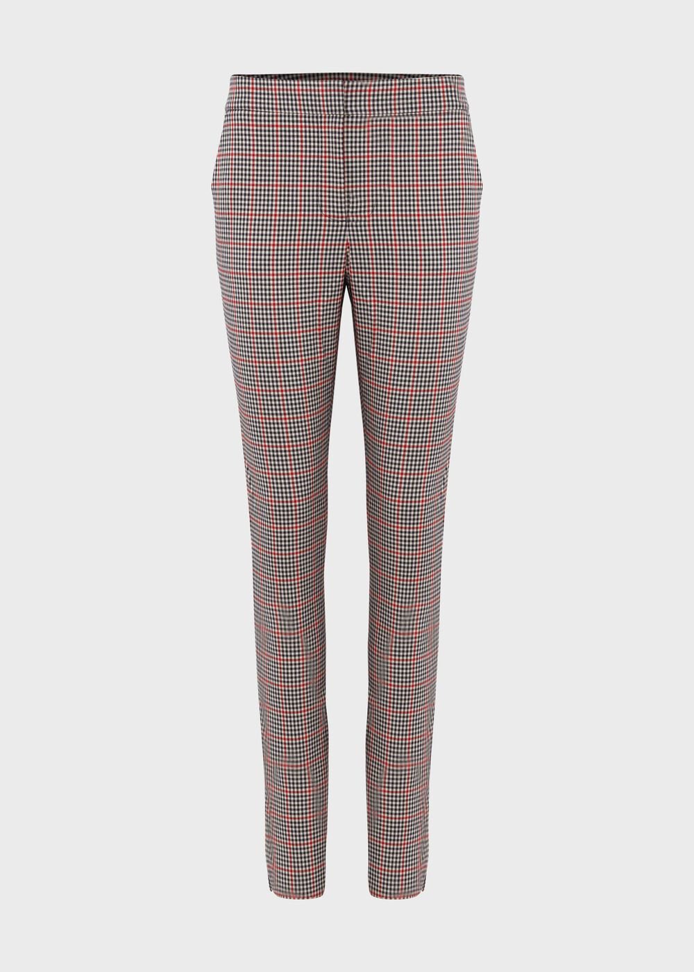Annie Check Slim Trouser With Stretch, Red Black, hi-res