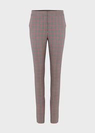 Annie Check Slim Trouser With Stretch, Red Black, hi-res