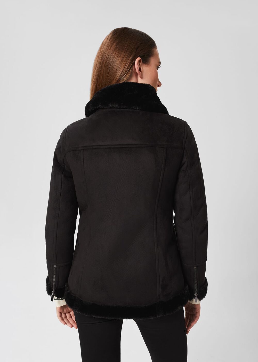 Alana Fur Jacket, Black, hi-res