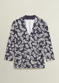 Aimee Printed Top, Navy Ivory, hi-res