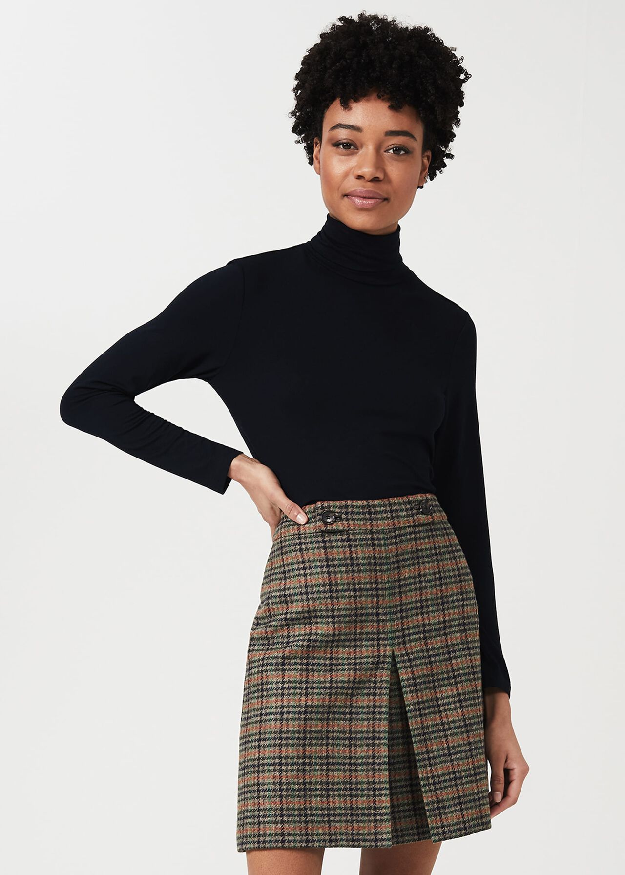 Genevieve Wool Check A Line Skirt | Hobbs UK