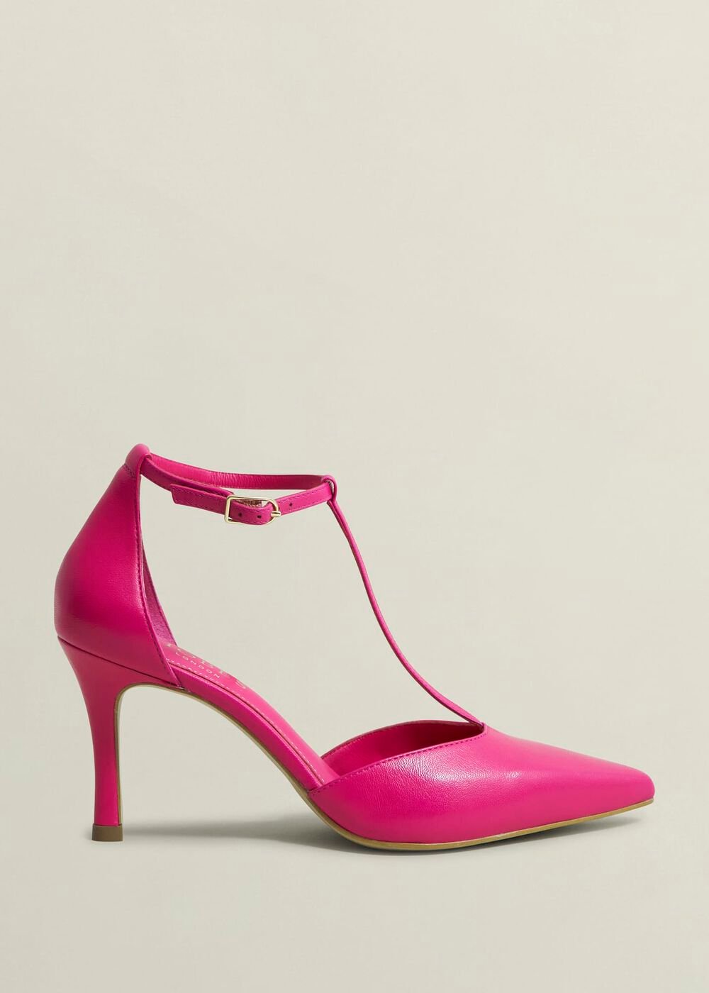 Alice T-Bar Leather Court Shoes, Zinnia Pink, hi-res