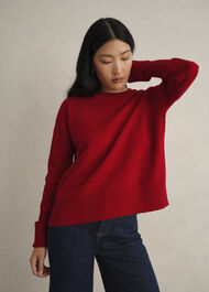Darla Wool Blend Knitted Sweater, Pomegranate Red, hi-res