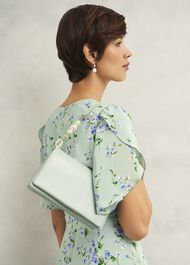 Jas Leather Clutch Bag, Sage Green, hi-res