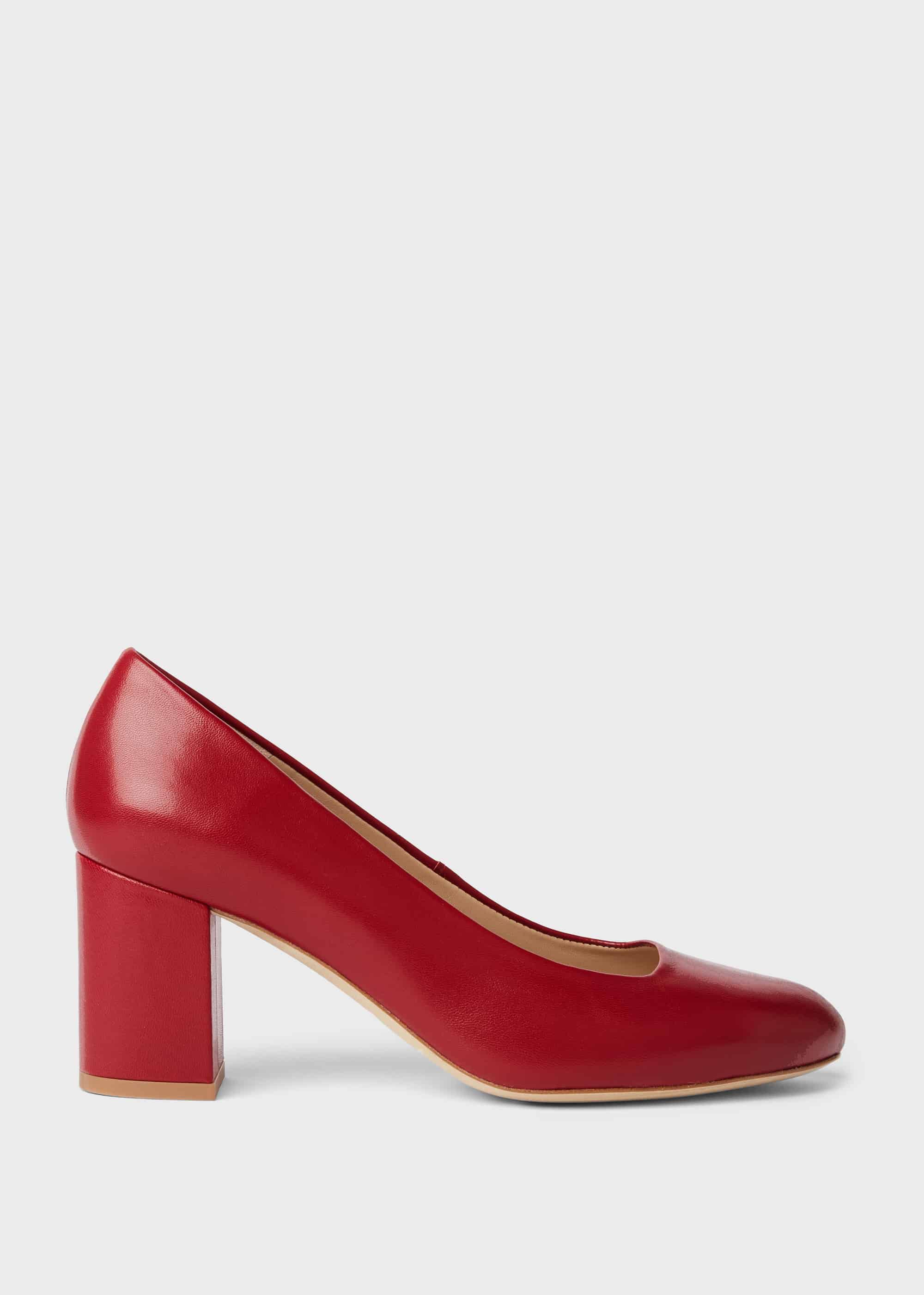 Lucy Wide Fit Leather Block Heel Court 