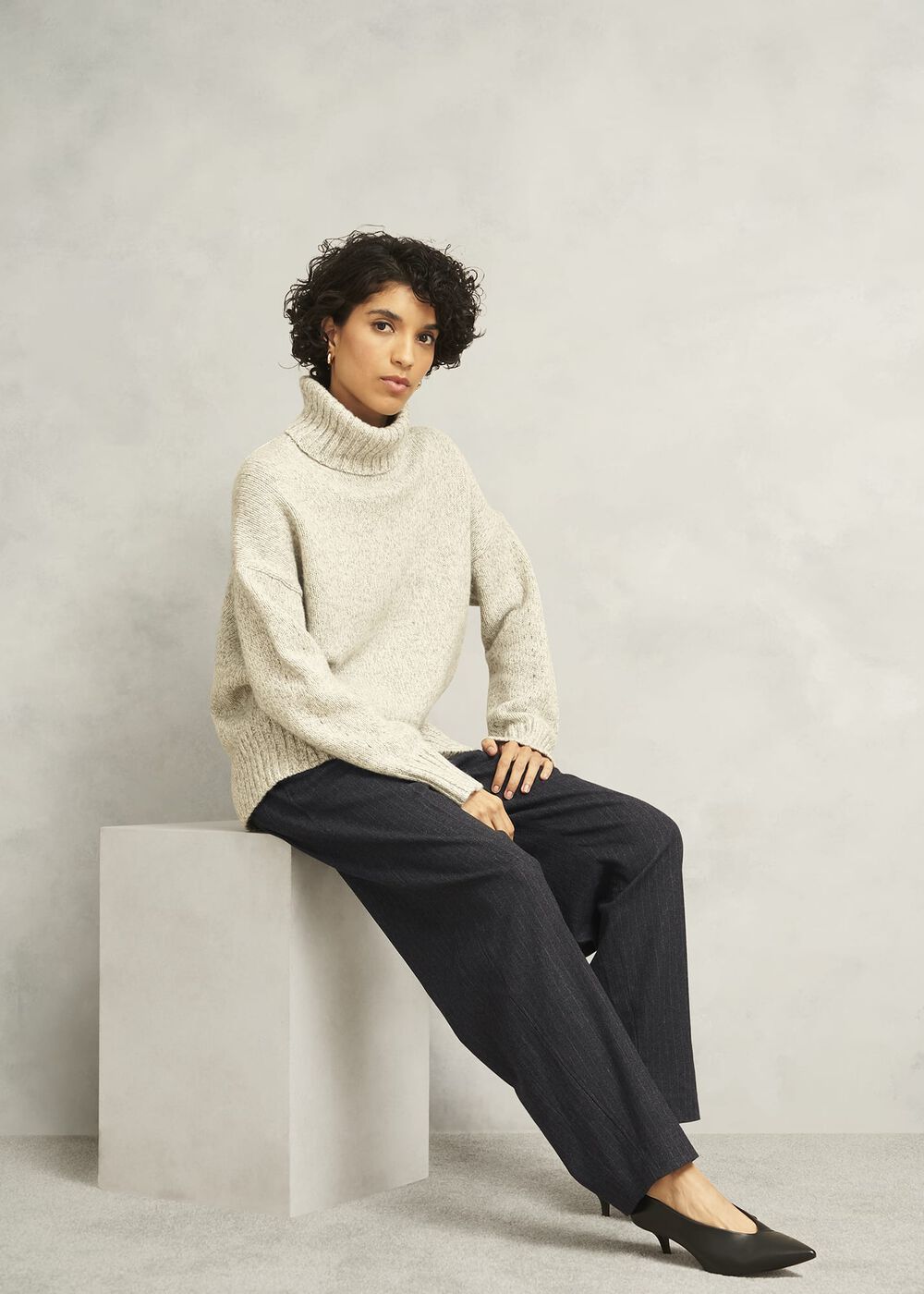 Howell  Pinstripe Barrel Pants, Grey Ivory, hi-res