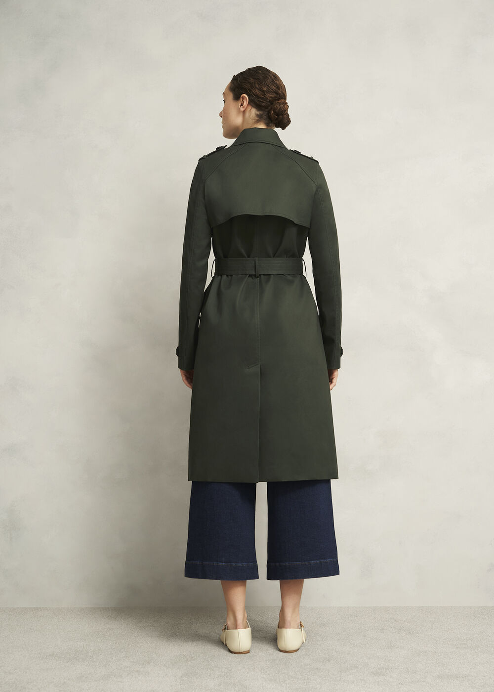 Petite Hallie Shower Resistant Trench Coat, Woodland Green, hi-res