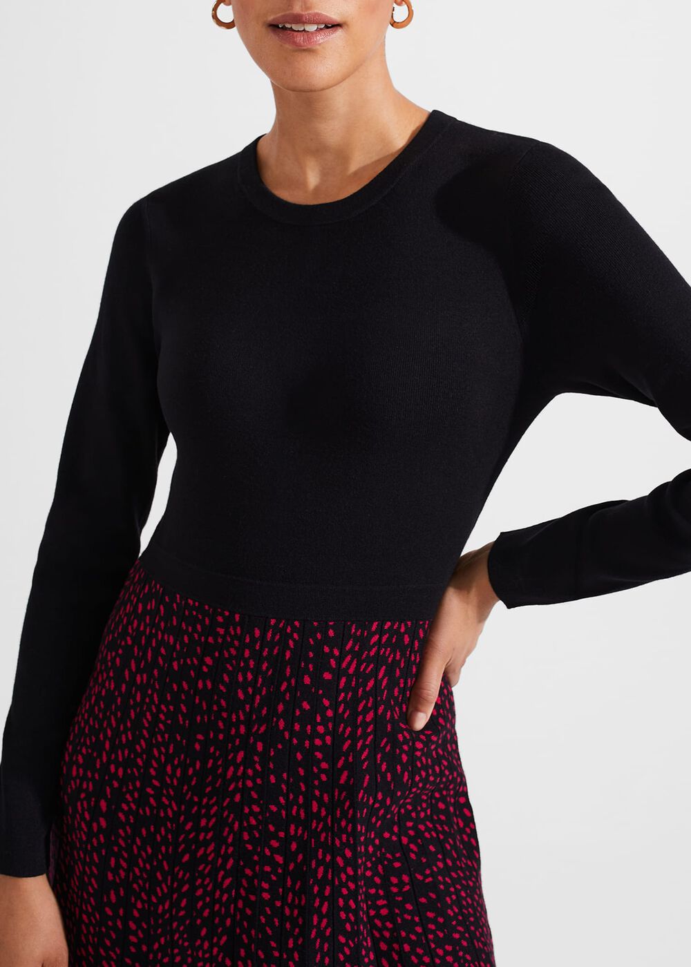 Harlie Knitted Dress, Black Cerise, hi-res
