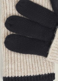 Acacia Wool Knit Gloves, Beige Black, hi-res