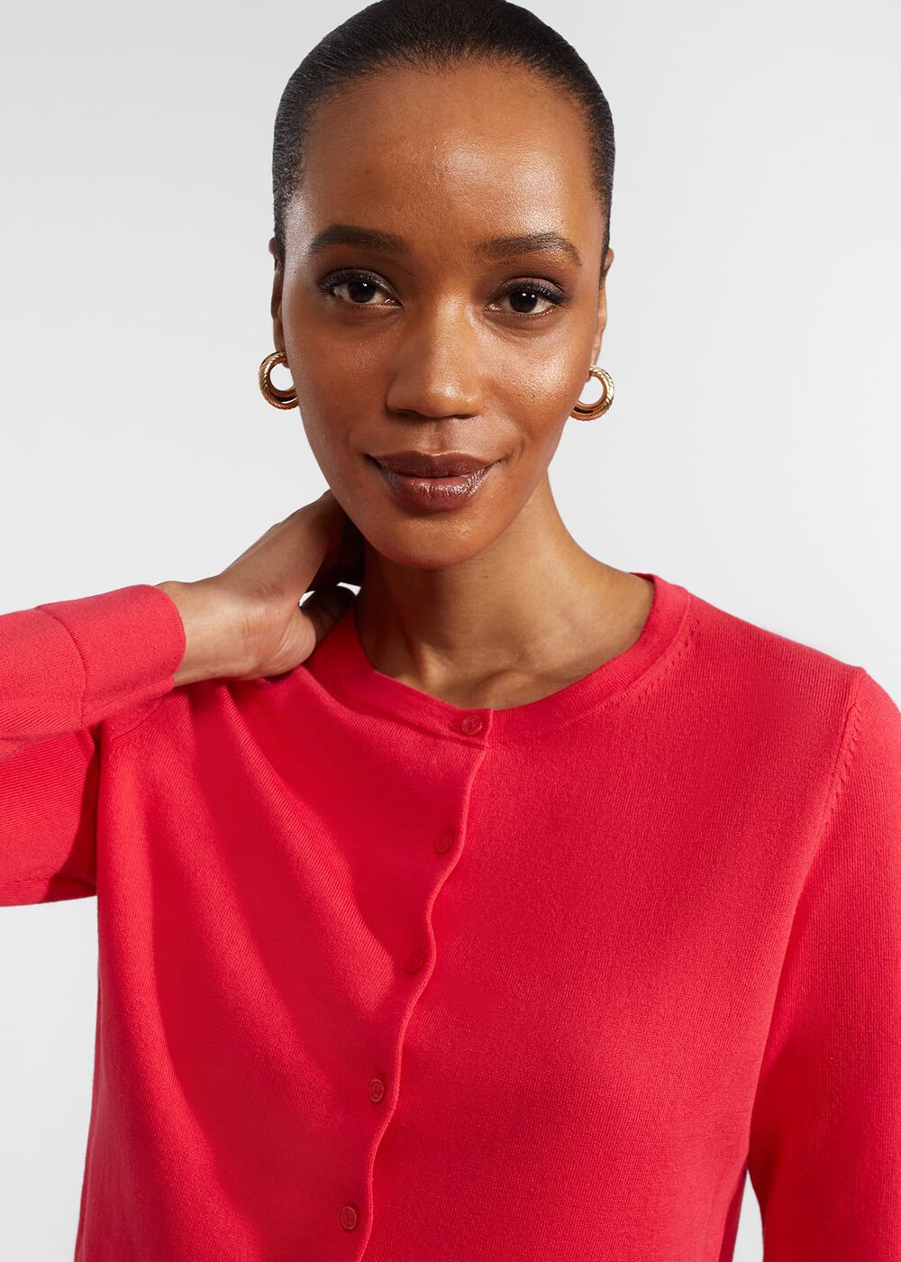 Michelle Cotton Cardigan, Rouge Pink, hi-res