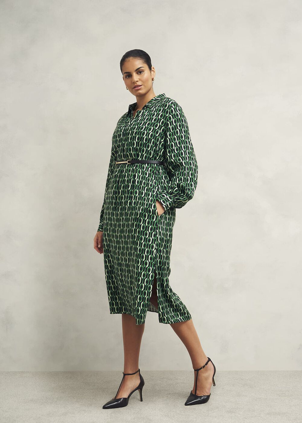 Petite Florian Dress, Navy Green, hi-res