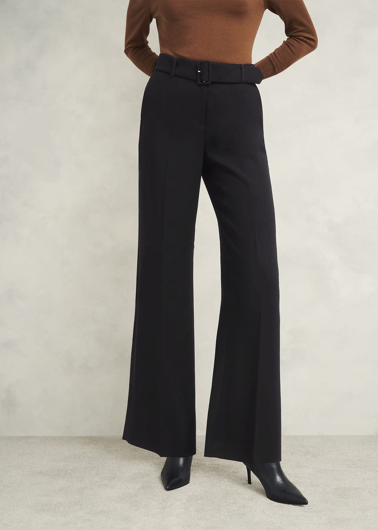 Petite Drew Wide Trousers, Black, hi-res